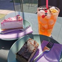Snickers cake, cherry cheesecake and watermelon lemonade at Cafe Spirit in Siofok