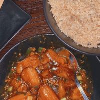 stir-fried eggplant - vegan at P.F. Chang's in Winter Park