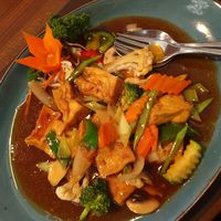 Wokgemüse with tofu (they serve it with rice) at Asia Restaurant Lotus in Wasserburg