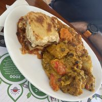 Lasagne and Thai curry  at Manna Haven in Byron Bay