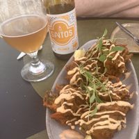 Bhajis (and beer)  at Mãe Terra in Portimao