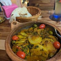 The vegetable tagines is fantastic! The lovely Moroccan favours were beautiful and the size was perfect. It's on the pricy side for Loas (180,000 kip), but so worth it. The owners  at The Kasbah  in Vientiane