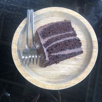 TERRIFIC vegan chocolate cake  at Naked Espresso in Vang Vieng