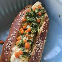 Vegan hotdog for Sunday brunch  at 2022_bak in Yerevan
