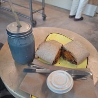 Sofrito burrito and blue skies smoothie at Goodsugar in New York City