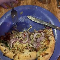 tree hugger pizza — daiya mozzarella, artichoke, sun dried tomatoes, red onions   at Mac's Pizza Pub Covington in Covington