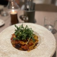 Vegan vegetable pasta  at La Mouka in Prague