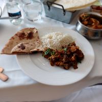 Plate of vegan food at Taj Palace - Mogan Mall in Gran Canaria