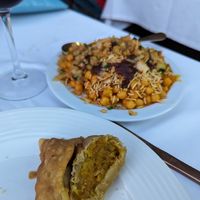 Samosa and samosa chaat (amazing) at Taj Palace - Mogan Mall in Gran Canaria