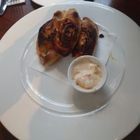 Gusto Dough Petals
with tomato, crispy shallots, and homemade romesco vegan mayonnaise dip (sadly these were slightly burnt) at Gusto Italian in Alderley Edge