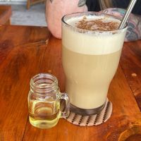 Iced coffee w almond milk (and agave)   at Gordiveganos in Playa Del Carmen