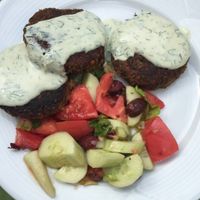 Vegan meatballs with sauce  at Sunmoon - Septemvri in Sofia