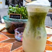 Iced Matcha Latte at portal cafe in Uberlingen