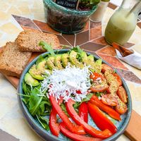 Avocado Salad and vegan feta at portal cafe in Uberlingen