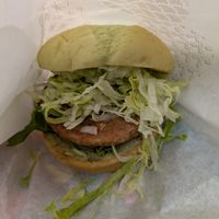 Burger before sauce at Mos Burger in Kagoshima