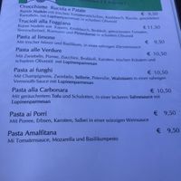 All vegan pasta choices  at L'Incontro in Karlsruhe