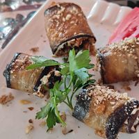 Eggplant and nut rolls at Bibikhanum Teahouse in Samarkand