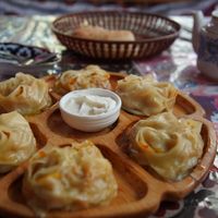 Pumpkin manti at Bibikhanum Teahouse in Samarkand