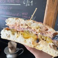 Vegan seitan, peppers, coleslaw and artichoke   at La Bottiglia in Venice