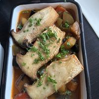 Tapas vegan: Kräuterseitling mit Ratatouille   at Hilde & Heinz in Saarbrucken