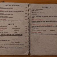 Menu at Beatles Cafe in Rishikesh