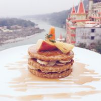 Vegan protein pancakes at Beatles Cafe in Rishikesh