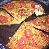 Cashew paste 350rs vegan pizza at Beatles Cafe in Rishikesh