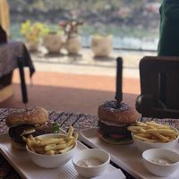 Vegan burgers!!! at Beatles Cafe in Rishikesh