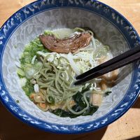 I forgot to take a photo before I started eating. This is the bar sized vegan shio ramen. With a slice of vegan chasu. Delicious!  at Tanma Ramen in Kingston