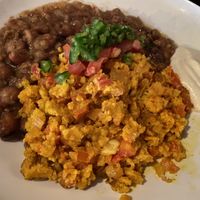 Breakfast Ful and Tofu Scramble (fresh chilis)  at Bunna Cafe in Brooklyn