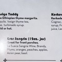 Cocktail menu  at Bunna Cafe in Brooklyn