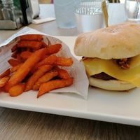 Heura burger at La Salada del Tamariu in Tamariu
