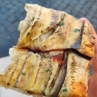 Eggplant pizza—delicious! at Alice Pizza in Rome