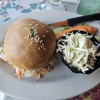 Hummus vegan sandwich at Breadline Cafe in Omak