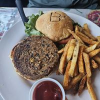 Vegan burger at Breadline Cafe in Omak