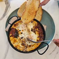 Kasundi baked eggs at Greens & Grains Cafe in Beaconsfield