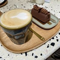 Chocolate bûche & dirty chaii  at Michel MaBelle Saint Pierre in Bordeaux