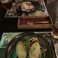 Vegan and non vegan potato dumplings   at Bernelių užeiga in Vilnius