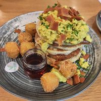 Pancake stack at Okapi Kitchen in Leicester