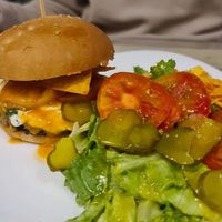 Black bean patty with Satanas topping at Go Green  in La Paz