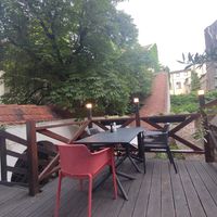 Outside upstairs at Fabryka Pizzy in Katowice