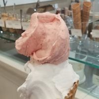 Strawberry sorbet & soursop sorbet at Gelato & Co in George Town