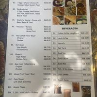Breakfast menu  at Tony's Corner in Langkawi