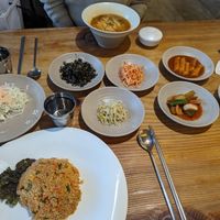 Fried rice with side dishes at Sulgodang in Busan