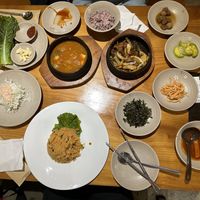 The whole menu, including the vegan dishes   at Sulgodang in Busan