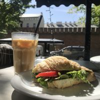 Vegan croissant with vegan cottage cheese  at Massolit Bakery & Cafe in Krakow
