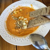 Salmorejo vegano (pedir sin queso)  at Wanaka in Tarifa