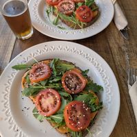 Toast with salmorejo, tomato, avocado and rucola at Wanaka in Tarifa