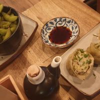 Edamame and vegan gyoza at Neko Ramen Green in Paris