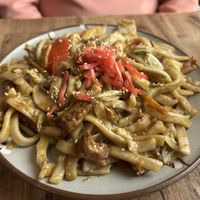 Udon noodles with tofu #Veganuary at Neko Ramen Green in Paris